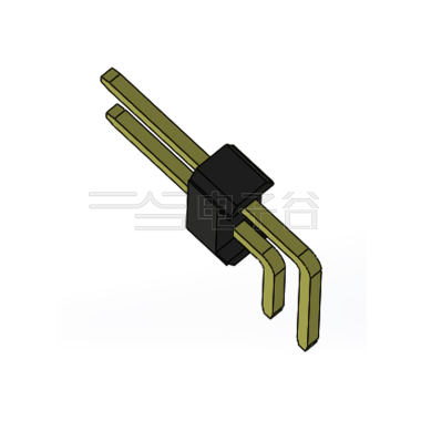 Pitch 2.54mm 90°双排 DIP 单塑排针 PC:3.0 2X01Pin 黑色 镀全金G/F